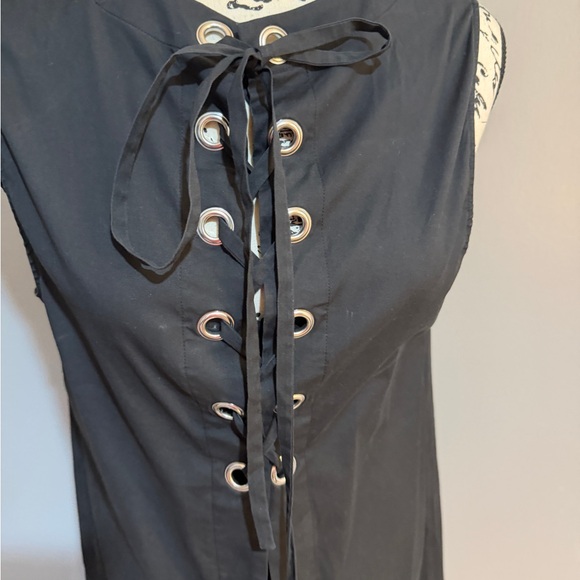 Theory Black Lace-Up Front Dress - Picture 2 of 7